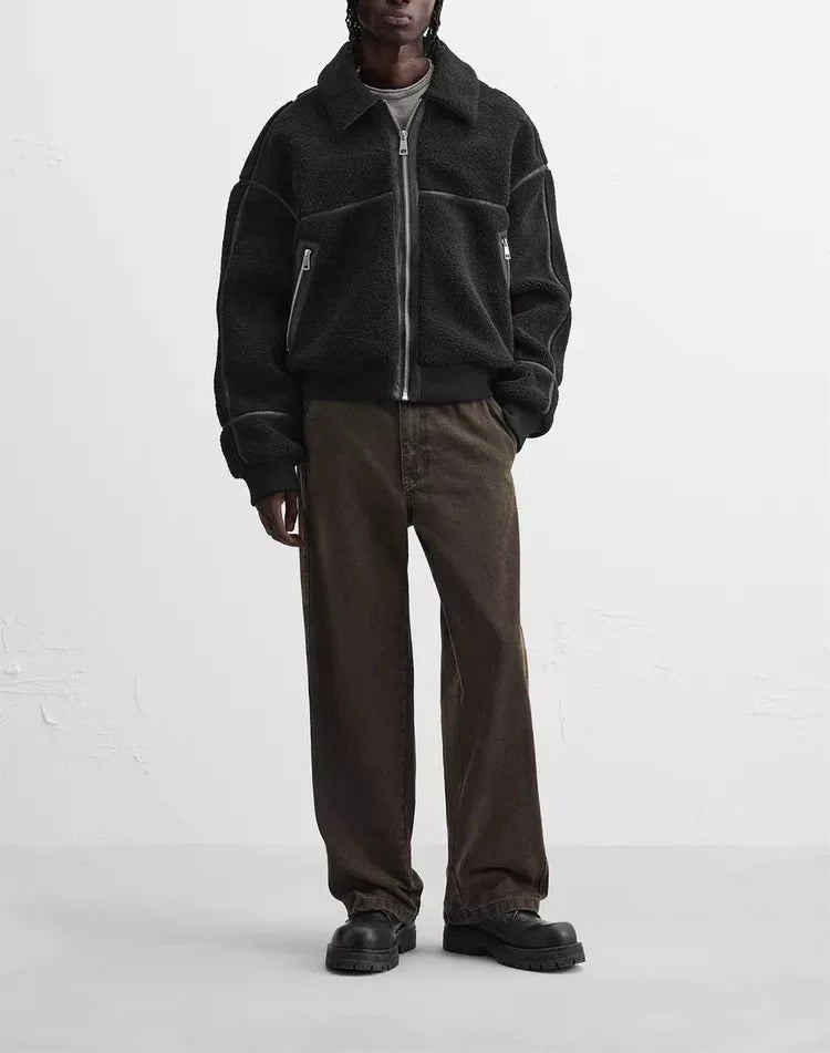 UNISEX - BLACK FLEECE JACKET