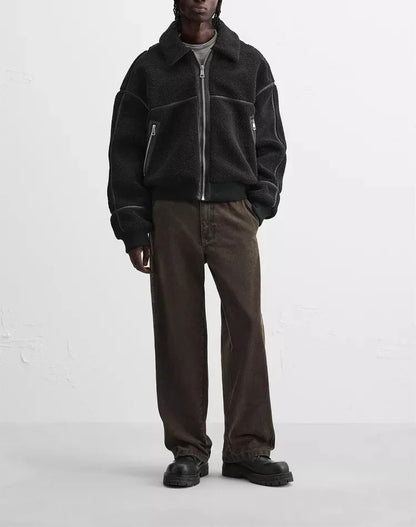 UNISEX - BLACK FLEECE JACKET